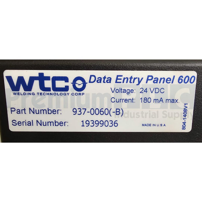 WTC 937-0060(-B) / DEP600 DATA ENTRY PANEL DEP 600 WELD CONTROL PENDANT NSMP