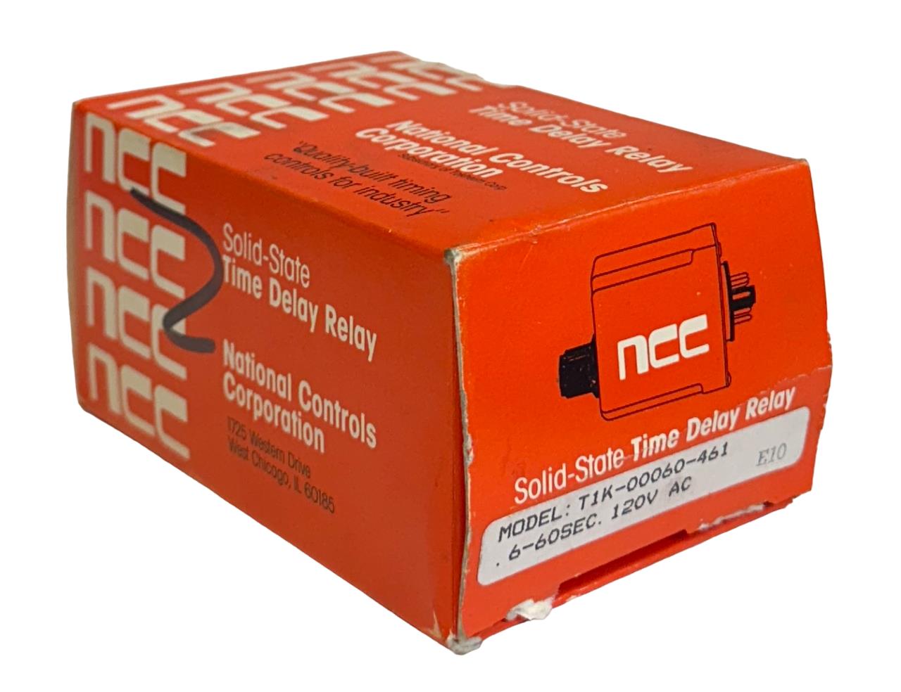 NCC T1K-00060-461 / T1K00060461 SOLID-STATE TIME DELAY RELAY .6-60SEC 120V NSMP