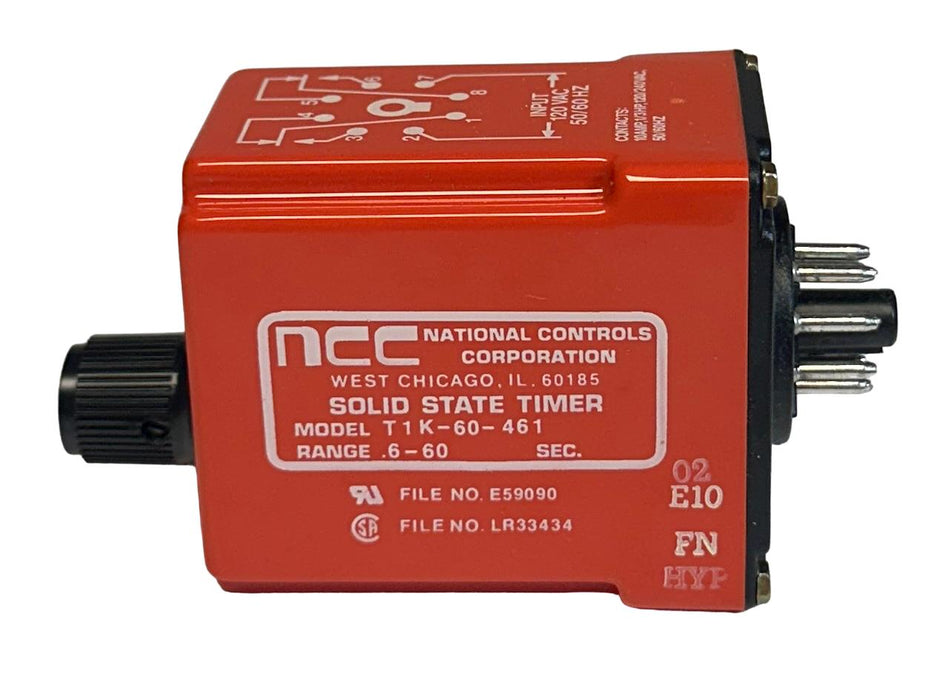 NCC T1K-00060-461 / T1K00060461 SOLID-STATE TIME DELAY RELAY .6-60SEC 120V NSMP