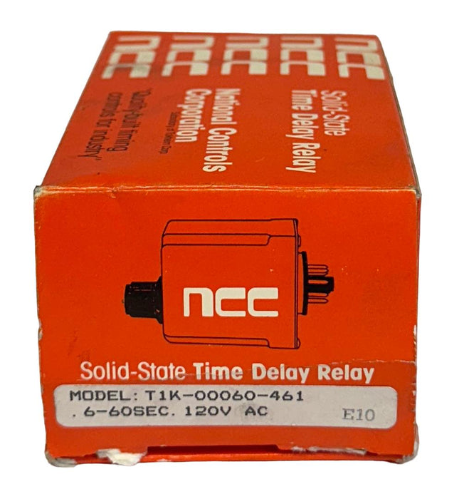 NCC T1K-00060-461 / T1K00060461 SOLID-STATE TIME DELAY RELAY .6-60SEC 120V NSMP