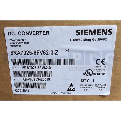 SIEMENS 6RA7025-6FV62-0-Z+X01 SIMOREG DC CONVERTER W/MICROPROCESSOR NSMP