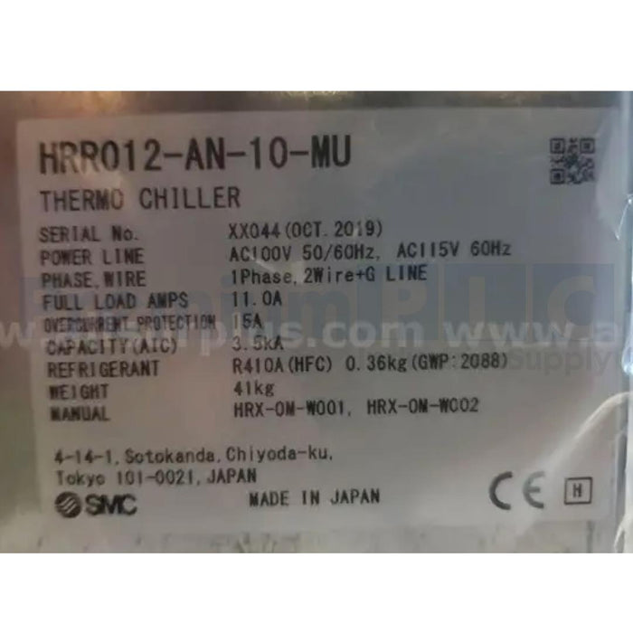 NEW SMC HRR012-AN-10-MU THERMO CHILLER, RACK MOUNT, AIR COOLED  100/115VAC