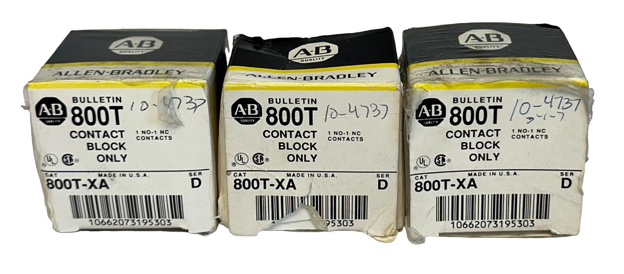 3 ALLEN BRADLEY 800T-XA /D BULLETIN 800T CONTACT BLOCKS 1NO-1NC 800TXA NSMP