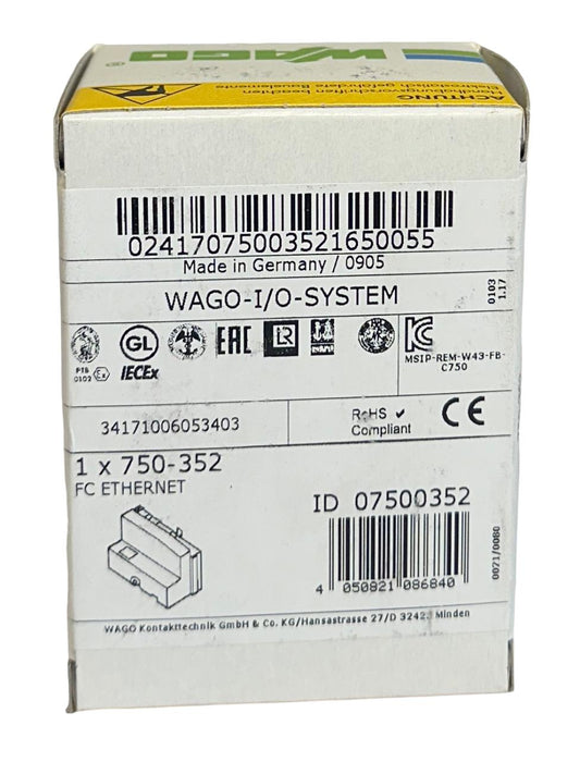 WAGO 750-352 / 07500352 FC EtherNet FIELDBUS COUPLER 2-PORT I/O SYSTEM NSFS