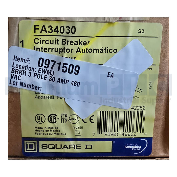 NEW SQUARE D FA34030  I-LINE CIRCUIT BREAKER 480V 3 PHASE 30 AMP NSMP