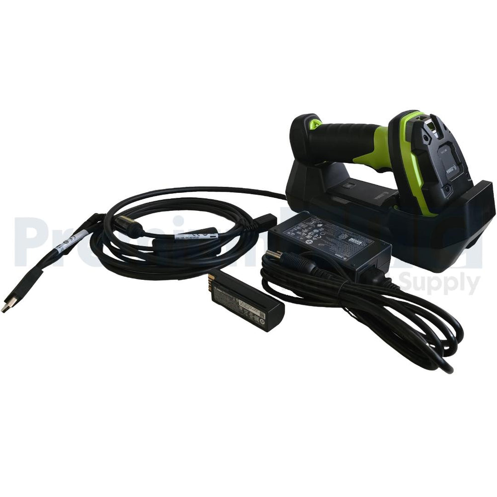 NEW ZEBRA DS3678-SR SCANNER SR/FIPS W/ CHARGING CRADLE, POWER ADAPTER, & BATT.