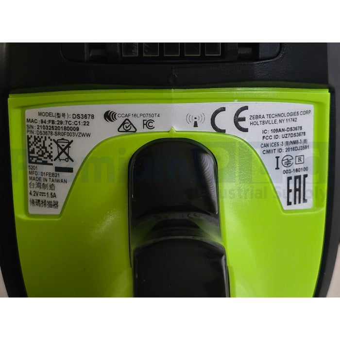 NEW ZEBRA DS3678-SR SCANNER SR/FIPS W/ CHARGING CRADLE, POWER ADAPTER, & BATT.