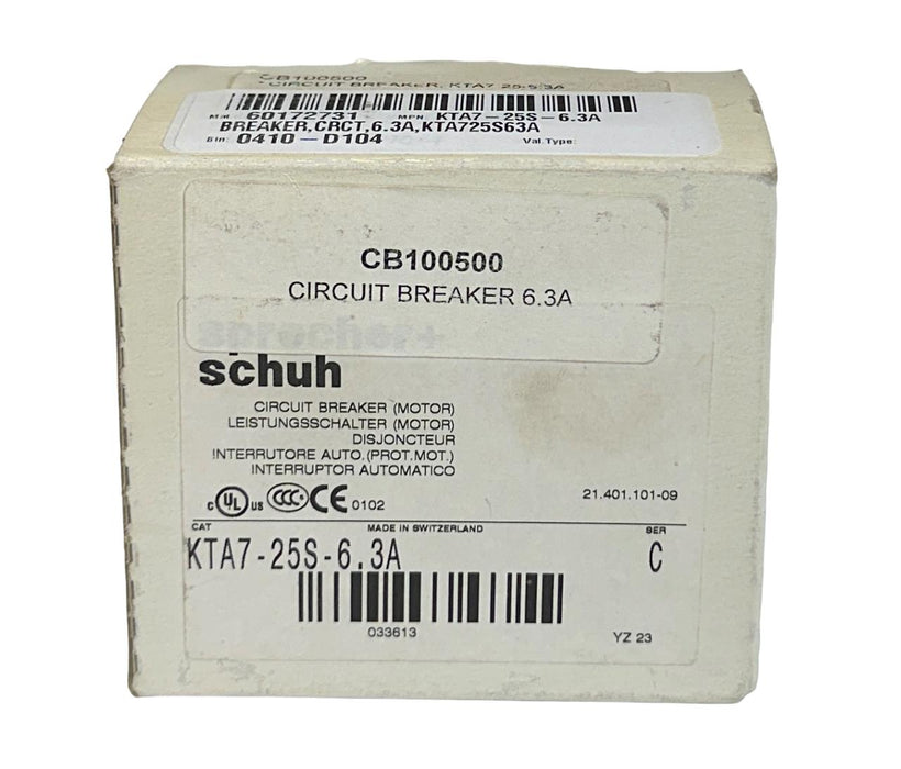 SPRECHER+SCHUH KTA7-25S-6.3A /C MOTOR CIRCUIT BREAKER 6.3A KTA725S63A NSMP