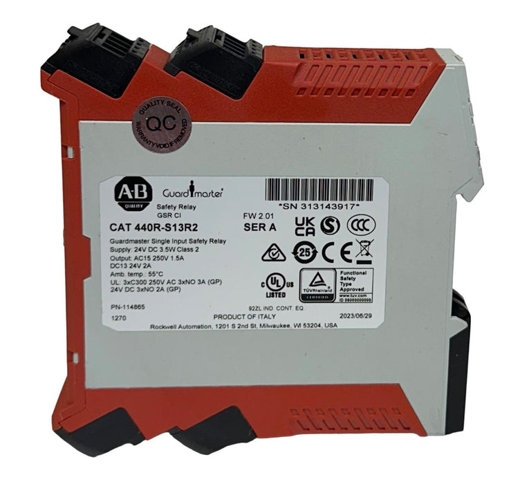 ALLEN BRADLEY 440R-S13R2 /A Guardmaster SINGLE INPUT SAFETY RELAY 24VDC USNP