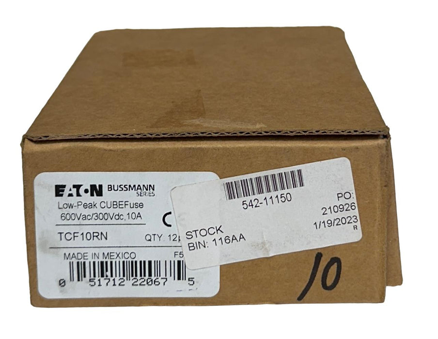 12 EATON TCF10RN BUSSMANN SERIES LOW-PEAK BUSS CUBEFuse 600VAC/300VDC 10A NSMP