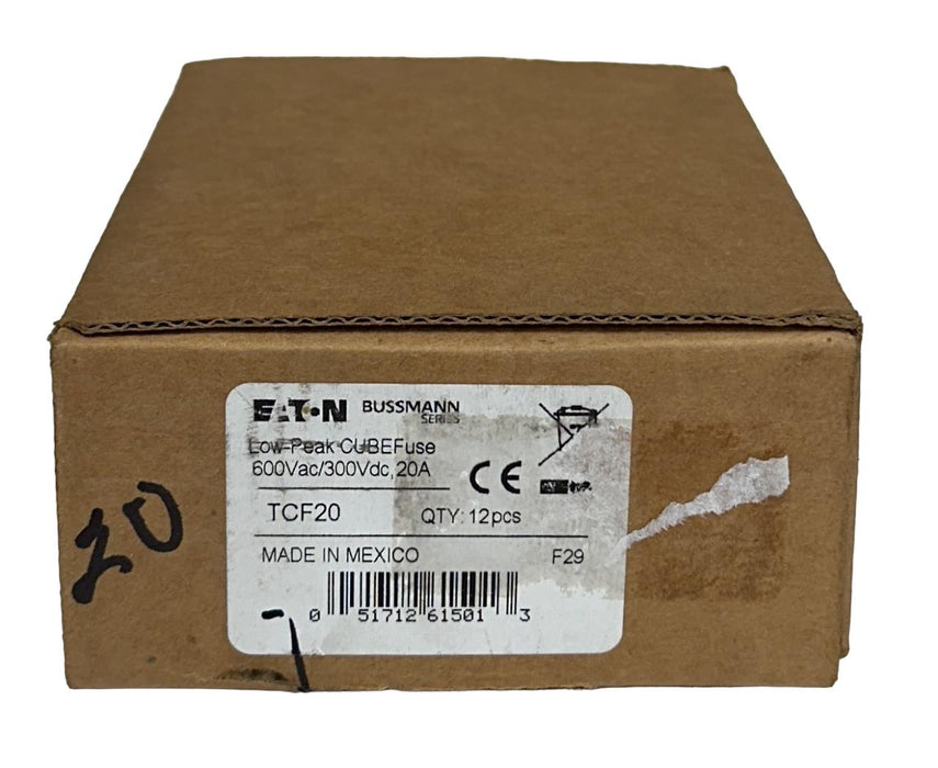 9 EATON TCF20 BUSSMANN SERIES LOW-PEAK CUBEFuse 600VAC/300VDC 20A NSMP