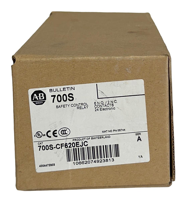 ALLEN BRADLEY 700S-CF620EJC /A BULLETIN 700S SAFETY CONTROL RELAY 6NO/2NC NSMP