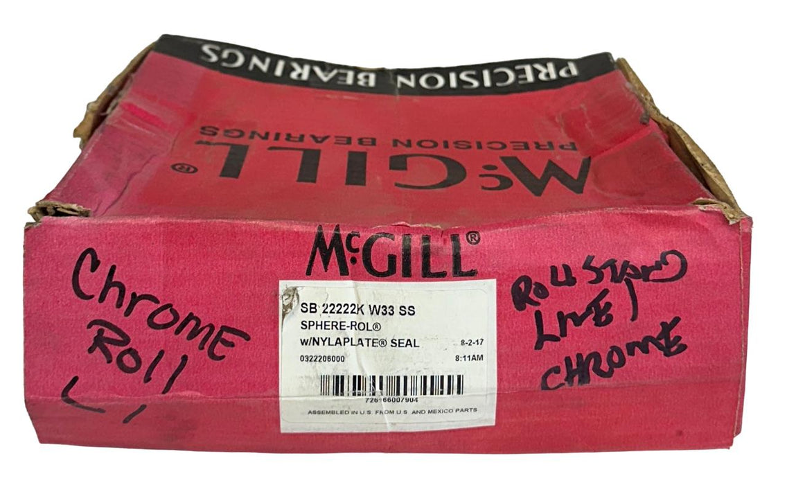 McGILL SB 22222K W33 SS / SB22222KW33SS SPHERE-ROL BEARING NYLAPLATE SEAL NSMP