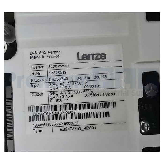 VOITH LENZE E82MV751_4B001 13348549 8200 MOTEC FREQ CONVERTER KRE.315008168 NSMP