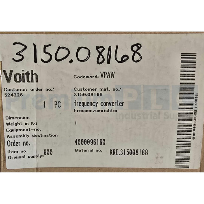 VOITH LENZE E82MV751_4B001 13348549 8200 MOTEC FREQ CONVERTER KRE.315008168 NSMP