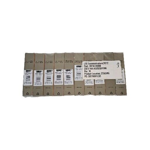 LOT OF 10 NEW DAMAR 01801303658 QUARTZ-CAPSULE HALOGEN LAMPS 250QCLDC