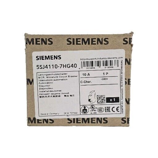 NIB SIEMENS 5SJ4110-7HG40 CIRCUIT BREAKER 5SJ41107HG40, 10AMP 1-POLE