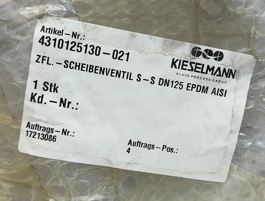 KIESELMANN 4310125130-021 / 4310125130021 FLANGED BUTTERFLY VALVE DN125 SS NSNP