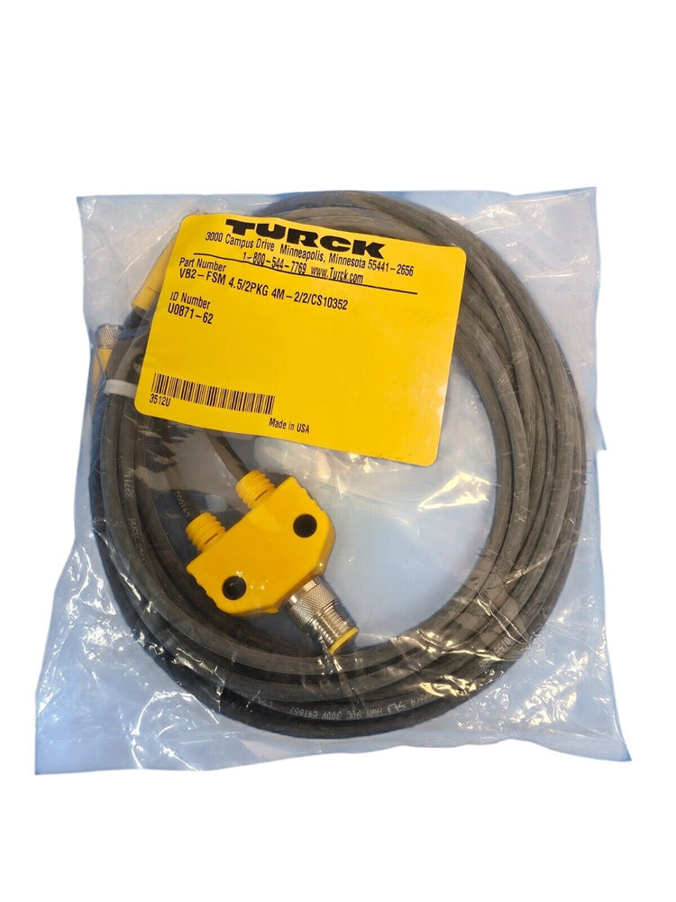 NEW TURCK VB2-FSM 4.5/2PKG 4M-2/2/CS10352 SPLITTER/TEE ID NUMBER: U0871-62