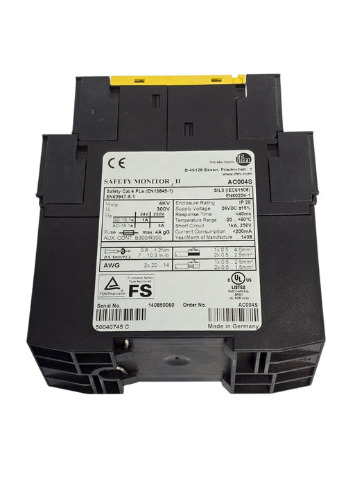 NEW IFM EFECTOR SAFETY MONITOR/2 CHANNEL-AC004S SAFETY MONITOR AC004S ...