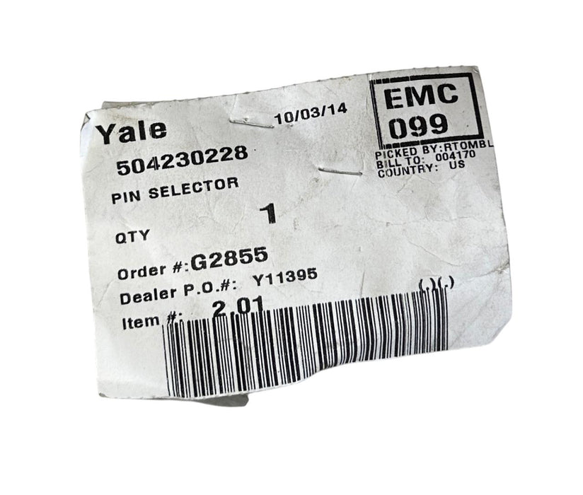 YALE 504230228 / YT504230228 OEM SELECTOR PIN FOR FORKLIFT NSMP