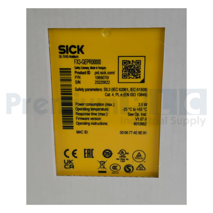 SICK FX3-GEPR00000 Flexi Soft SAFETY CONTROLLER GATEWAY EFI-pro ENet/IP 1069070