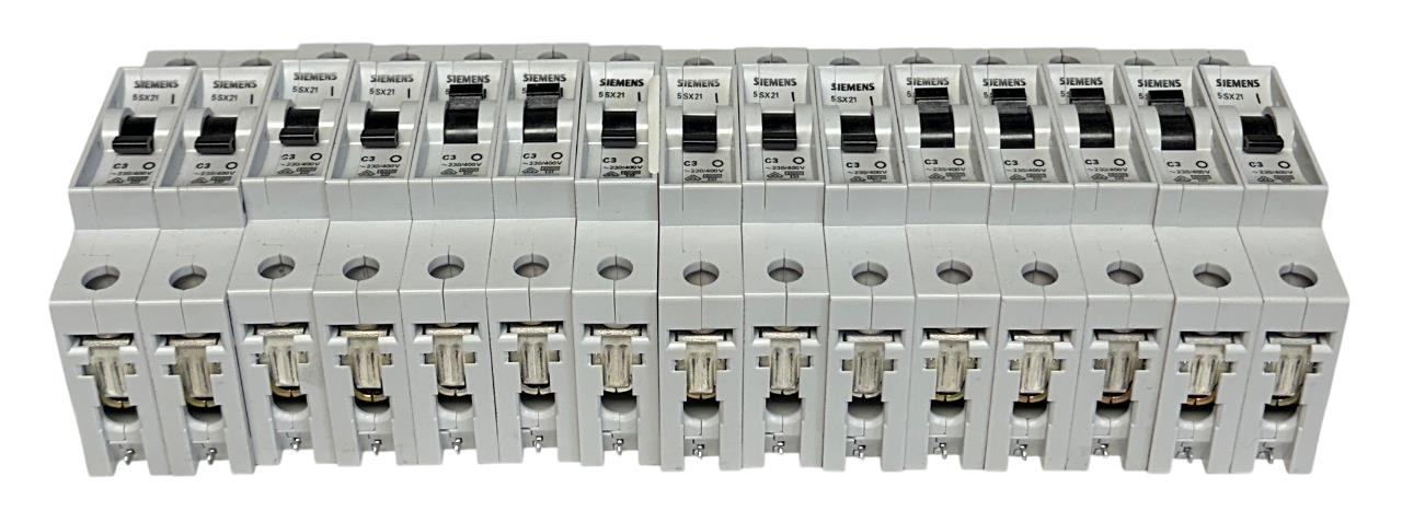 15 SIEMENS 5SX21-C3 / 5SX21 / 5SX2 MINI CIRCUIT BREAKERS 230/400V 1-POLE USNP