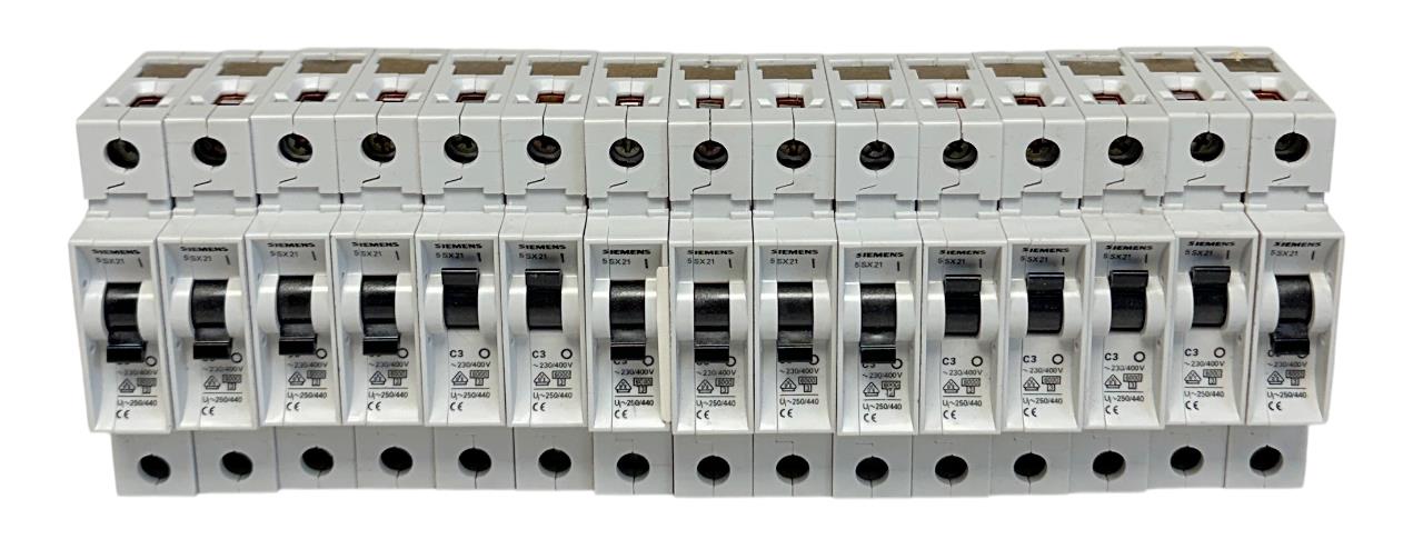 15 SIEMENS 5SX21-C3 / 5SX21 / 5SX2 MINI CIRCUIT BREAKERS 230/400V 1-POLE USNP