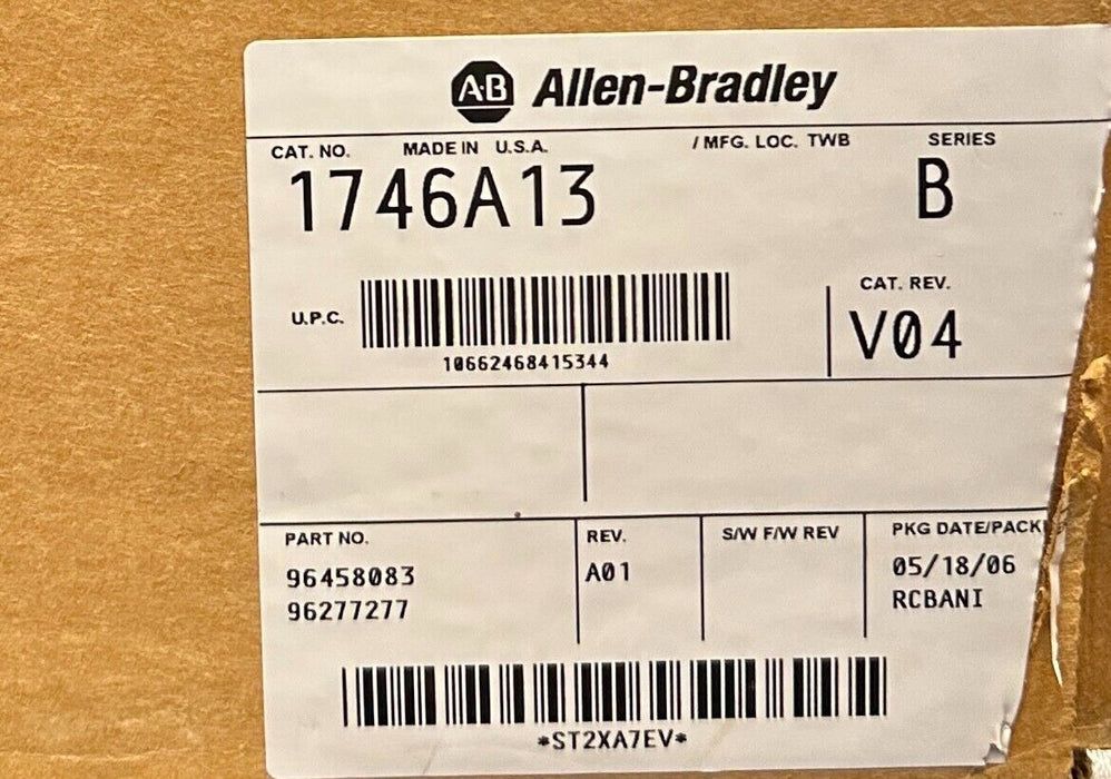 ALLEN BRADLEY 1746-A13 /B SLC 500 13-SLOTS MODULAR RACK CHASSIS 1746A13 NSMP