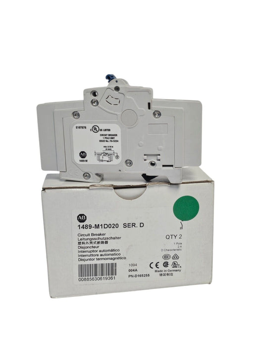 NIB ALLEN BRADLEY 1489-M1D020 CIRCUIT BREAKER SER. D 1489M1D020