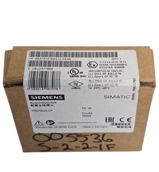 F/S SIEMENS 6ES7972-0BA12-0XA0 PROFIBUS BUSCONNECTOR 6ES79720BA120XA0
