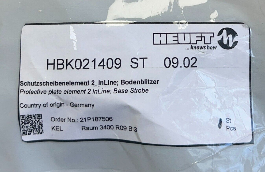 HEUFT HBK021409ST09.02 / HBK021409ST0902 PROTECTIVE PLATE INLINE STROBE NSMP