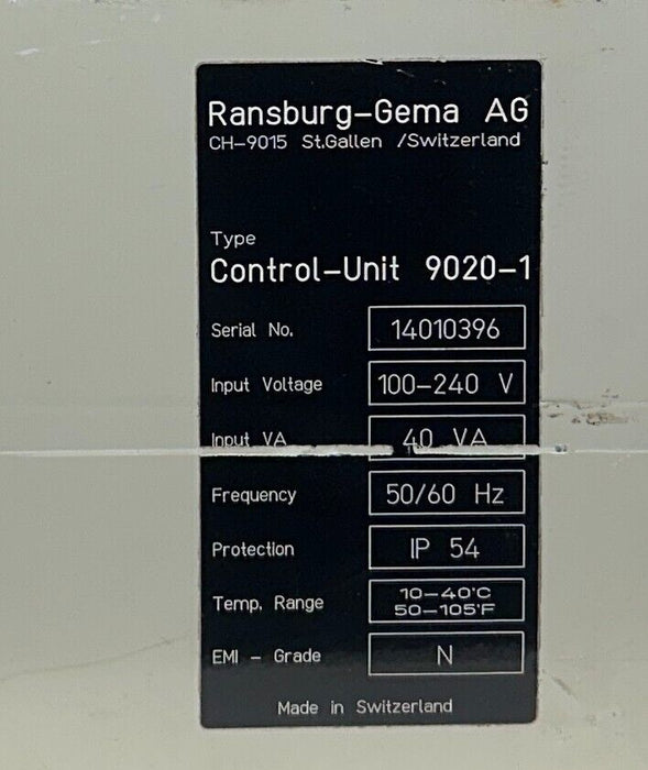 RANSBURG GEMA 9020-1 / 90201 CONTROL UNIT 9020 100-240V 40VA 50/60Hz USNP