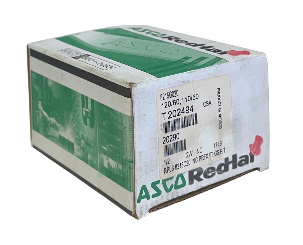 ASCO 8215G020 RedHat SOLENOID VALVE 110/120V 50/60Hz COIL 1/2'' 10.1W NSMP