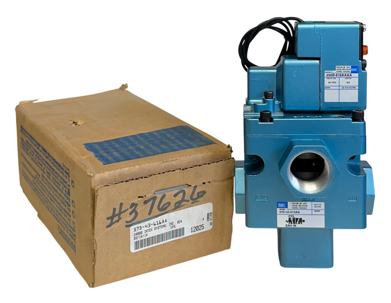 MAC VALVES 57D-43-616AA / 57D43616AA SOLENOID VALVE 24VDC COIL 8.5W 150PSI NSMP