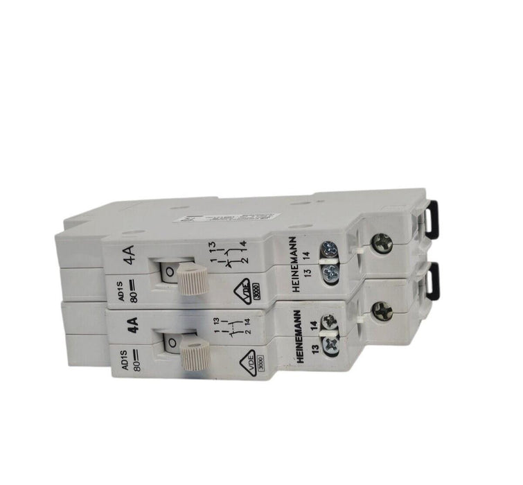 LOT OF 2 NEW HEINEMANN AD1S-B2-AO-DN-H-A-61 CIRCUIT BREAKERS AD1S-Y1-4 4AMP