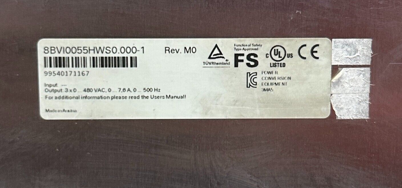 B&R 8BVI0055HWS0.000-1 / 8BVI0055HWS00001 ACOPOS multi I0055S DRIVE 480VAC USNP