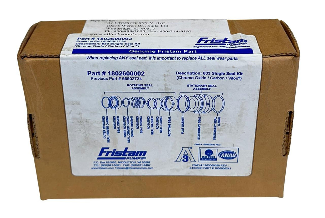 FRISTAM PUMPS 1802600002 633 SINGLE SEAL KIT CHROME OXIDE / CARBON / VITON NSMP