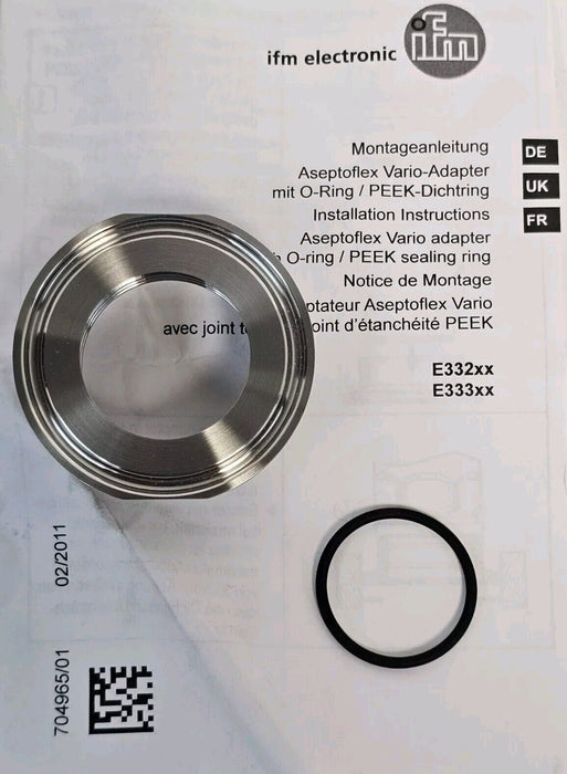 NIB IFM ADA IFM-CLAMP ISO2852 1.5" 3A PROCESS ADAPTER TRI-CLAMP E33208