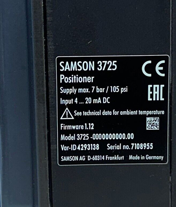 SAMSON 3725 / 4293138 / 3725-0000000000.00 PNEUMATIC POSITIONER 4-20mA NSMP