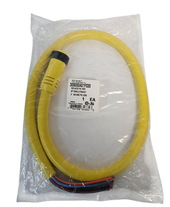 NEW BRAD HARRISON WOODHEAD 309000A01F030 9P FEMALE STRAIGHT CORDSET 3'