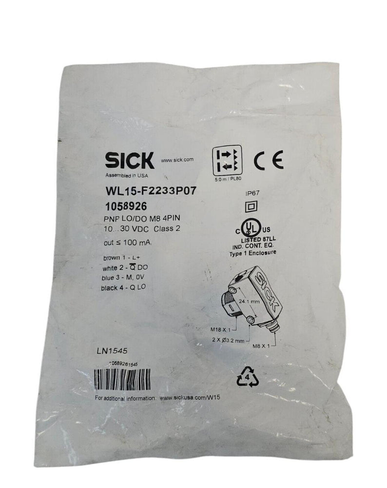 NEW SICK WL15-F2233P07 SENSOR (1058926) WL15F2233P07