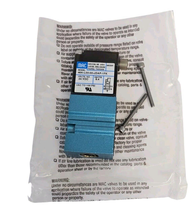 NIB MAC 46A-L00-00-JDAP-1FK SINGLE SOLENOID VALVE 46AL0000JDAP1FK