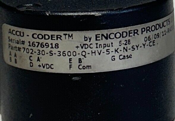 ACCU-CODER 702-30-S-3600-Q-HV-5-K-N-SY-Y-CE / 70230S3600QHV5KNSYYCE ENCODER USNP