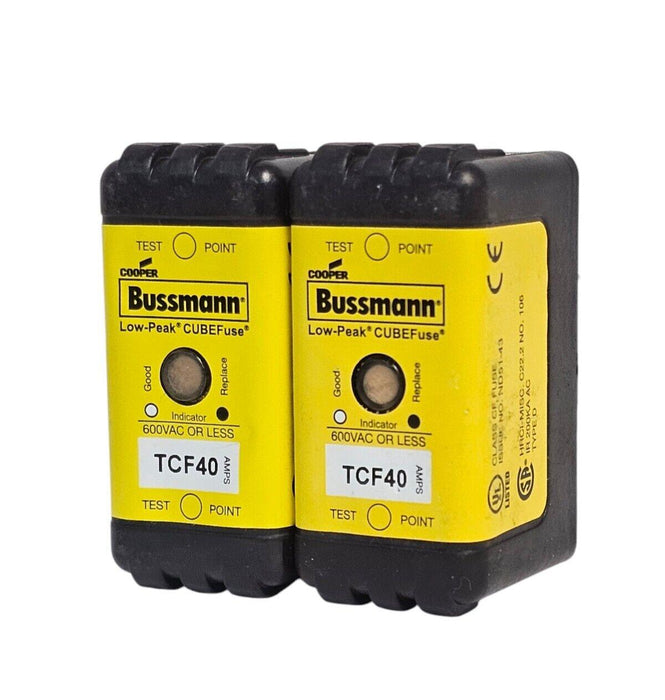 LOT OF 2 COOPER BUSSMANN TCF40 LOW-PEAK CUBEFuse FUSES