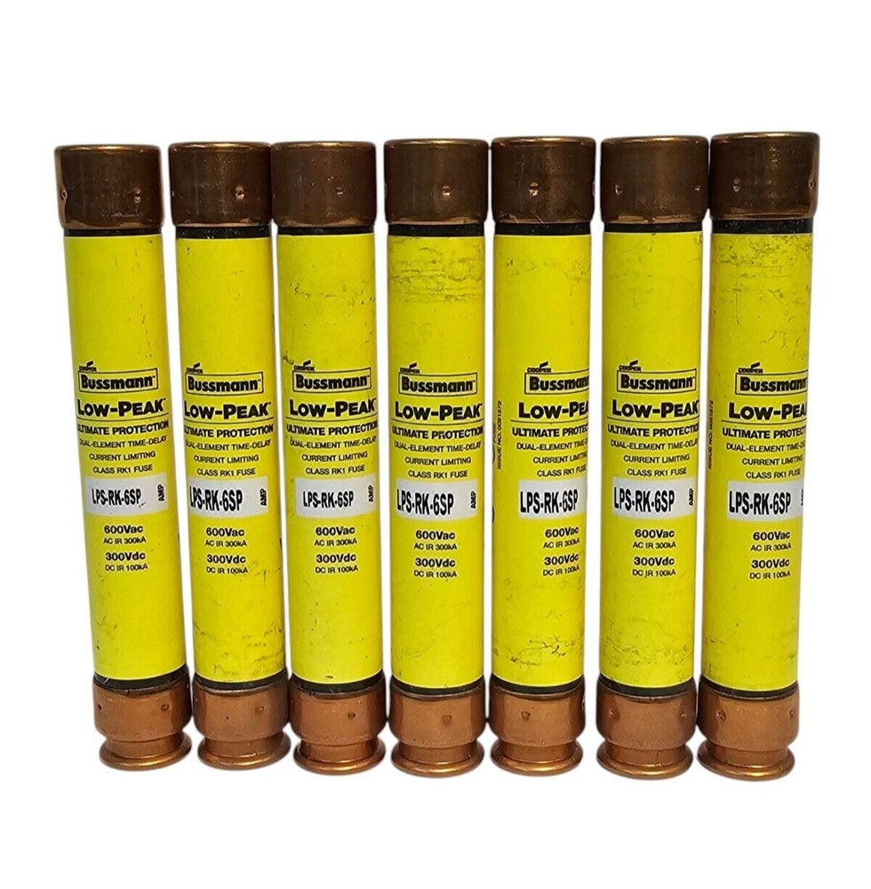 LOT OF 7 NEW COOPER BUSSMANN LPS-RK-6SP LOW-PEAK FUSES LPSRK6SP