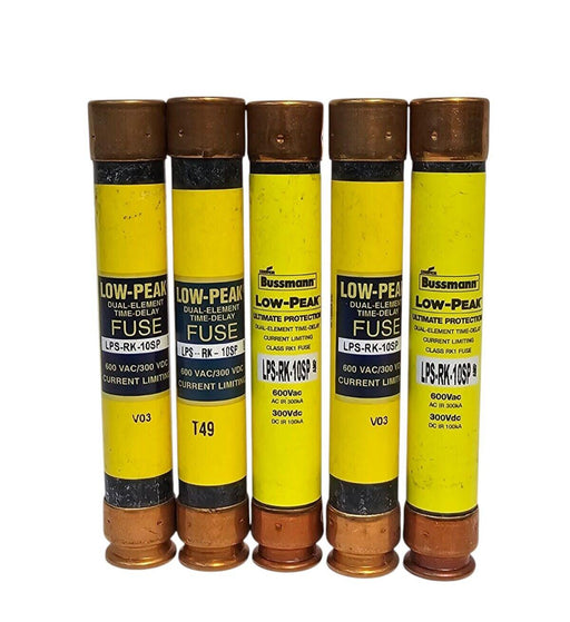 LOT OF 5 NEW COOPER BUSSMANN LPS-RK-10SP LOW-PEAK FUSES LPSRK10SP
