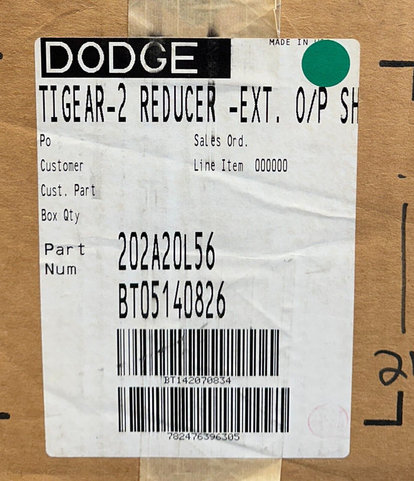 DODGE 202A20L56 TIGEAR-2 REDUCER-EXT O/P SHAFT LEFT 20:1 RATIO 1.37HP MAX NSMP