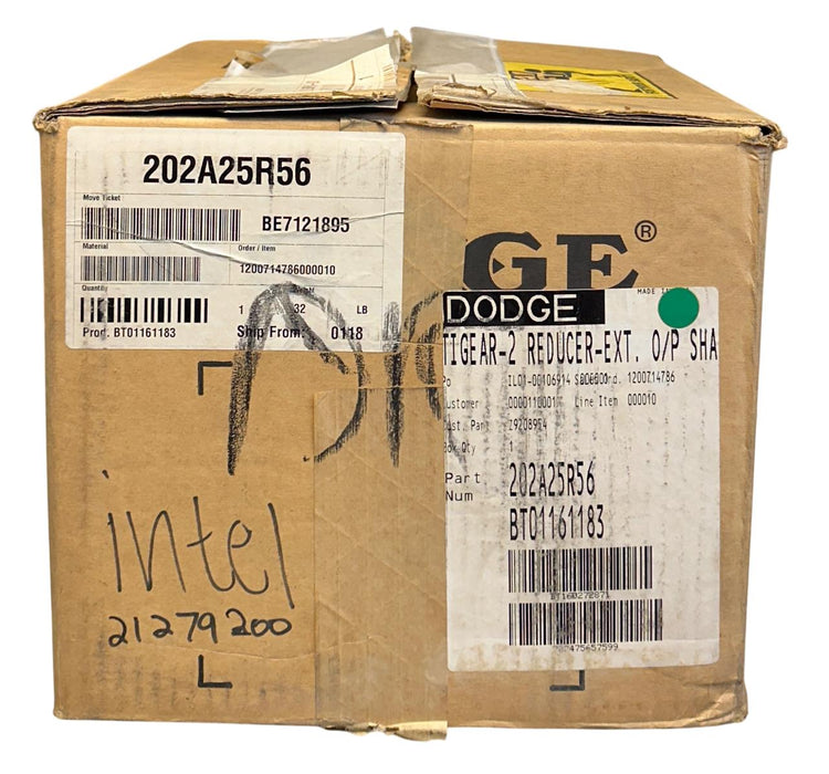 DODGE 202A25R56 TIGEAR-2 REDUCER-EXT O/P SHAFT 25:1 RATIO 1.14HP MAX RIGHT NSMP