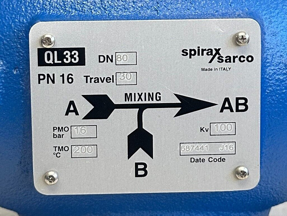 SPIRAX SARCO QL33 / 687441 QLM QLD SERIES THREE PORT CONTROL VALVE 3'' DN80 NSNP